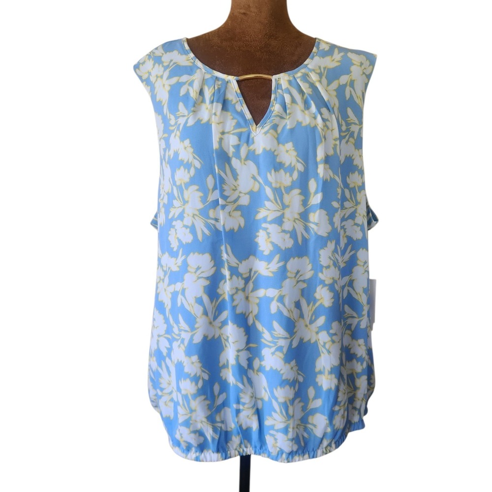 NWT Liz Claiborne Sleeveless Blouse Size 2XL XXL Blue Chiffon Summer Women's Top